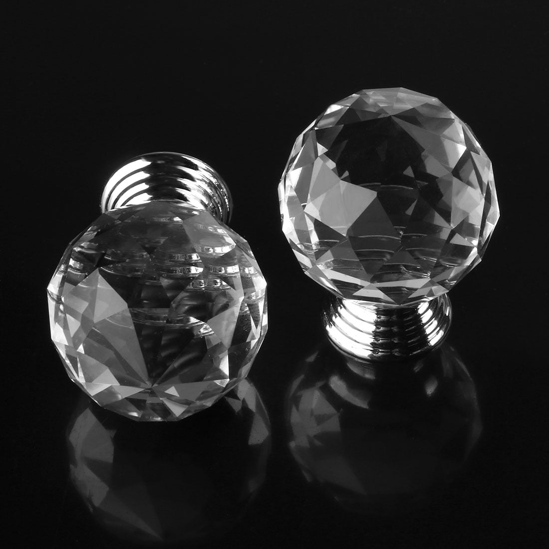 Uxcell 30mm Diamond Crystal Glass Drawer Knobs for Kitchen Cabinet Cupboard,1/6/8/10/20Pcs,High-gloss