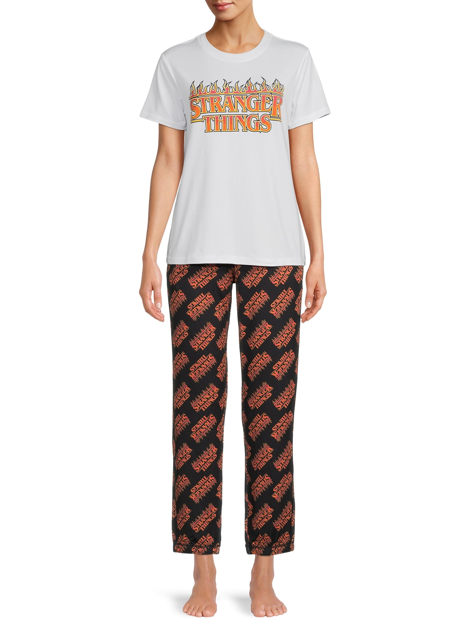 Stranger Things Women s and Women s Plus Short Sleeve Top and Sleep Pant Pajama Set 2pc