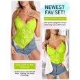 thumbnail image 3 of popiv Women's Sexy Eyelash Lace Bodysuit Corset Top Naughty Snap Crotch Teddy Lingerie,Green，S-2XL, 3 of 7