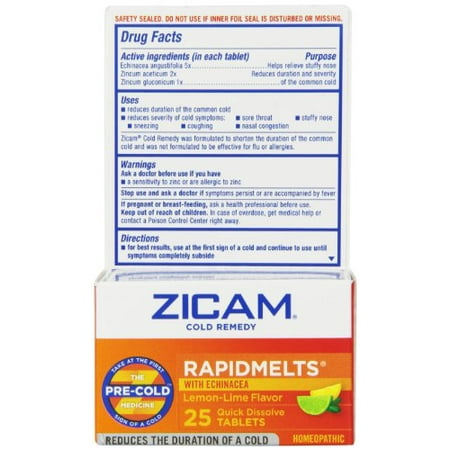 6 Pack Zicam Cold Remedy Pre-Cold Lemon-Lime RapidMelts Echinacea 25 Tablets