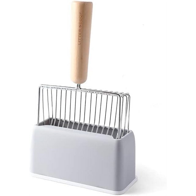 QPENWEI 1 pièce gris Pelle à litière pour chat - Outil de nettoyage en plastique de qualité supérieure - Durable et facile à nettoyer