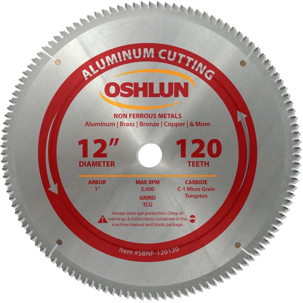 Oshlun SBNF120120 12Inch 120 Tooth TCG Saw Blade with 1Inch Arbor