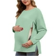 thumbnail image 2 of Yteetum Long Sleeve Shirts for Women Oversized Crewneck Maternity Nursing Breastfeed Hidden Zipper Side Split T Shirt Top Womens Casual Solid Plus Size Round Neck Loose Comfy Soft Maternity Tee Shirt, 2 of 7