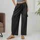 thumbnail image 2 of Pantalones de lino Pantalones cargo elásticos de cintura alta con cordón para mujer, 2 of 6