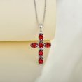 thumbnail image 2 of Divine_creation 1.45 Ct Oval Cut Red Garnet Womens Cross Pendant 14K White Gold Plated 925 Sterling Silver, 2 of 2