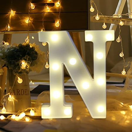 

DagobertNiko Alphabet Led Letter Lights Light Up White Plastic Letters Standing Hanging N