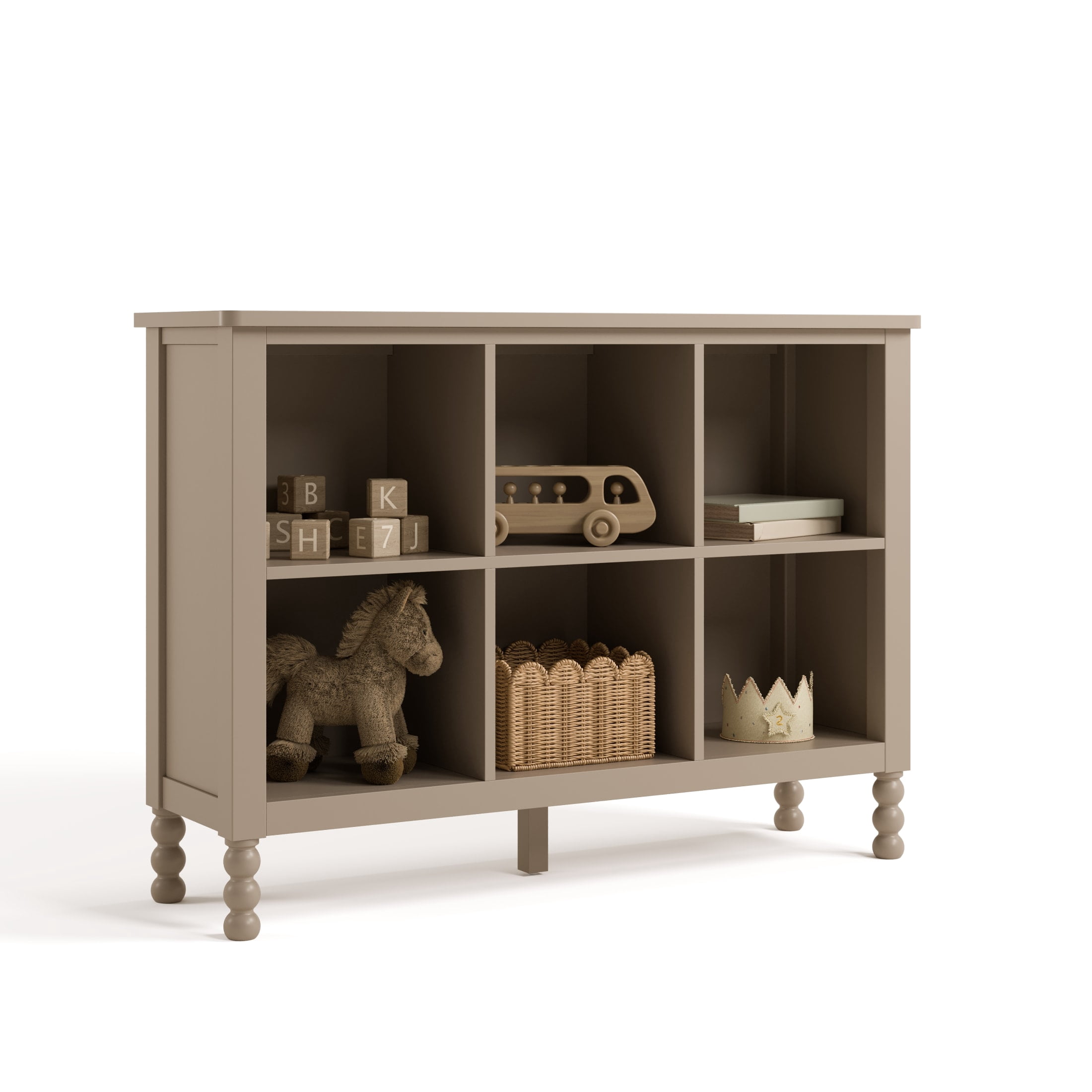 Art of Nursery by Storkcraft Rio 6 Cube Storage Organizer Kids Bookcase - Taupe