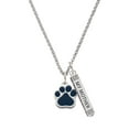 thumbnail image 1 of Delight Jewelry Silvertone Large Navy Blue Paw Silvertone Always My Mother Bar Charm Necklace, 23", 1 of 4