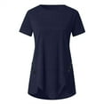 thumbnail image 5 of QLEICOM Plus Size Women Casual Baggy Short Sleeve Shirts Plain Longline Tunic Blouse Tops, Ladies Oversized Crew Neck Irregular Pullover Summer Soft Loose Basic Tshirts Blouses S-5XL, 5 of 6