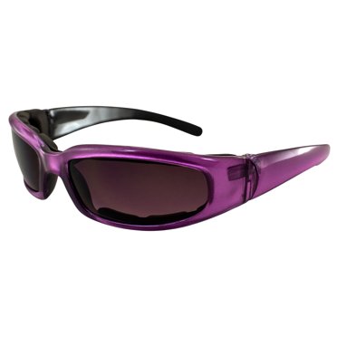 Pacific Coast Sunglasses Chix Rally Padded Motorcycle Sunglasses Translucent Purple Frames Gradient Smoke Lens