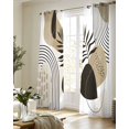 thumbnail image 5 of Brown Boho Geometric Sheer Curtains 84 Inch Length 2 Panels Set for Living Room/Bedroom, Country Retro Abstract Lines Leaves Kitchen Curtains Grommet Semi-Sheer Curtains Window Treatments 42"x84"x2, 5 of 7