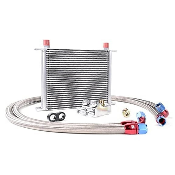 PIT66 19 Row 10AN Universal Engine Transmission Oil Cooler Filter Sandwich Adapter Silver