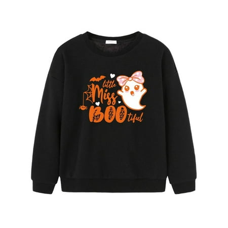 

Sunisery Toddler Infant Baby Girls Boys Halloween Long Sleeve O-Neck Pumpkin Skull Ghost Printed Tops Black Letter Ghost 4-5 Years