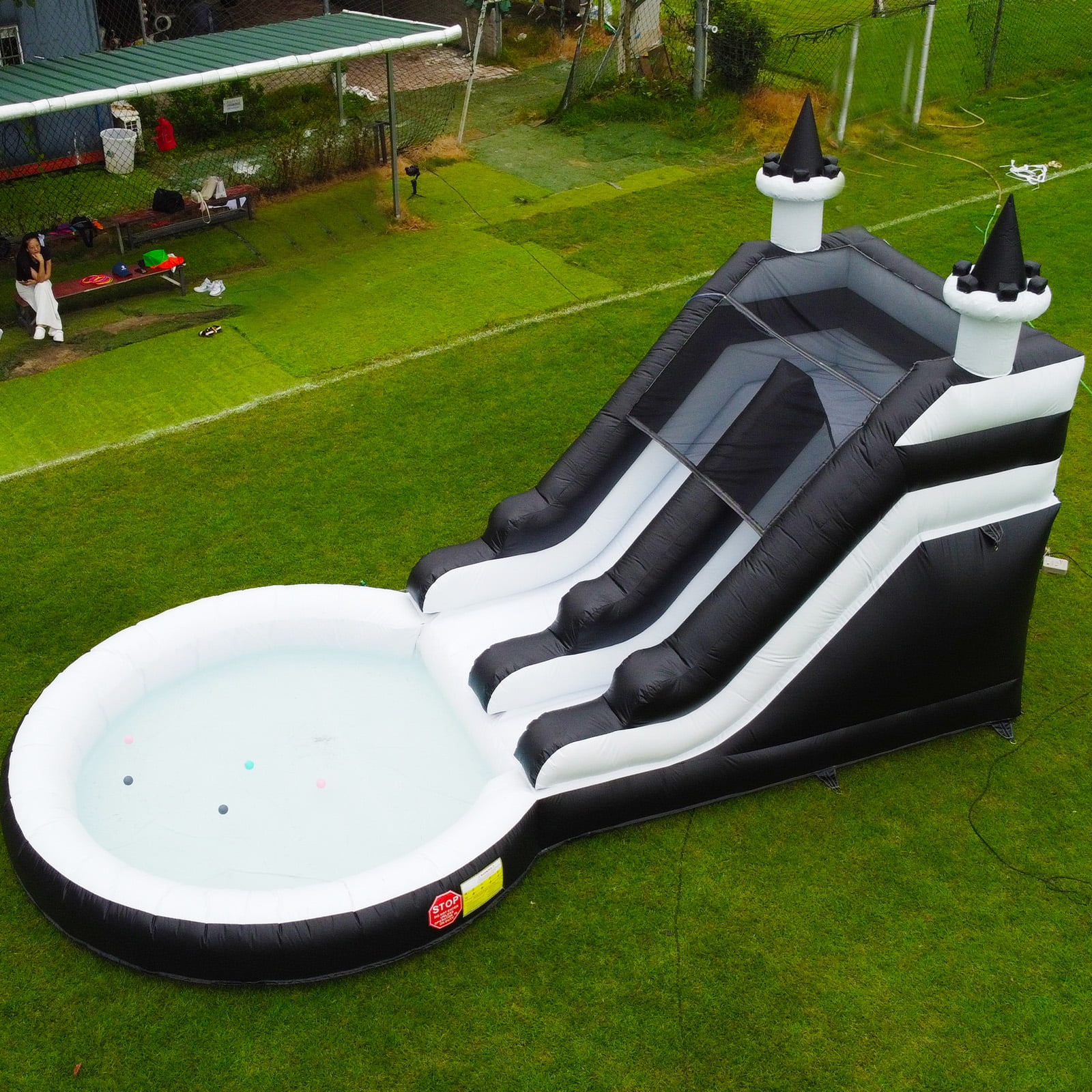 Relunch 24FT Commercial Grade PVC Inflatable Water Slide with Pool & Dartsboard for Kids and Adults (with Blower), Wet Dry Use, Summer Fun, 24x13x13FT