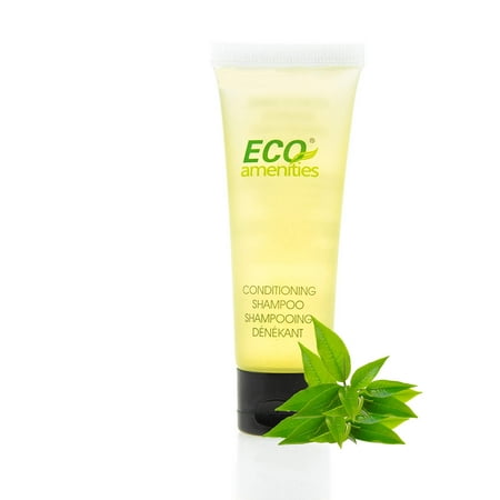 ECO AMENITIES Travel size 1.1oz hotel shampoo and conditioner in bulk, Clear, Green Tea, 200