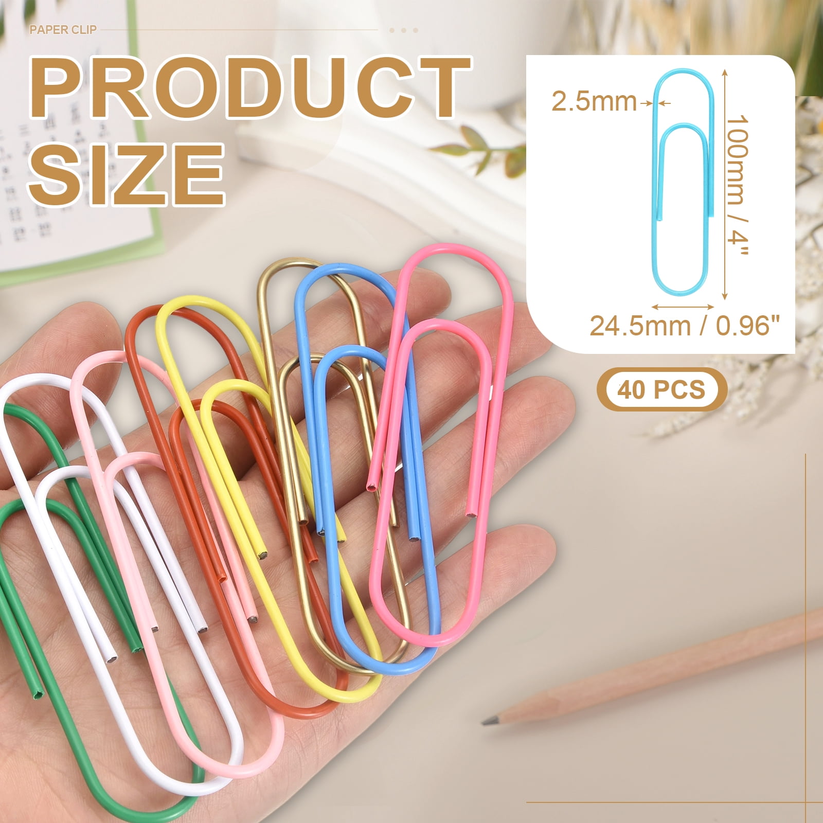 Uxcell 4 Inch Large Paper Clip, 40Pcs Big Paper Clip Metal Giant Extra Large Rust-proof Strong Bulk for Home Office Supplies Organizing Files Document Bookmark, Light Blue