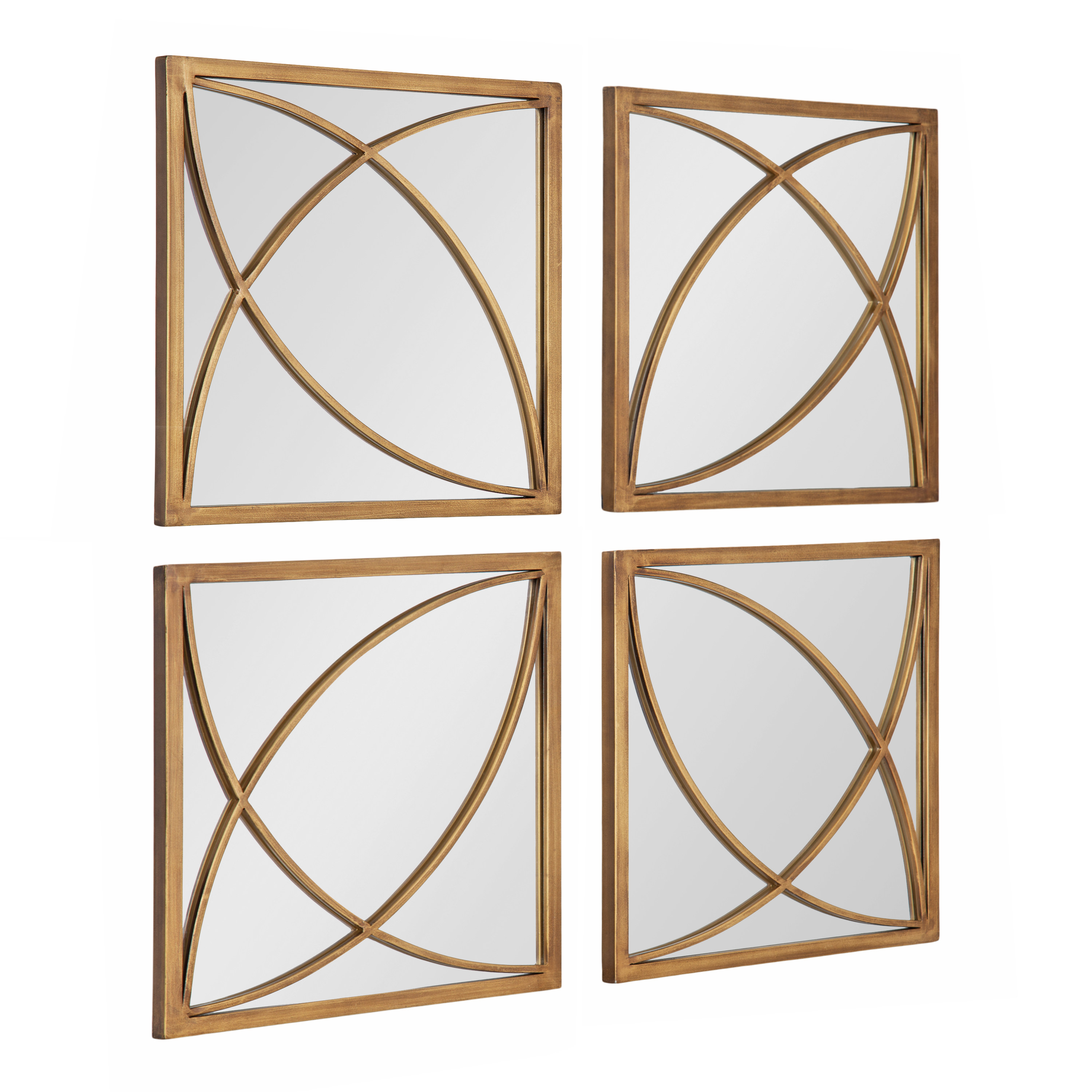 Kate and Laurel Jiera Modern Glam FourPiece Mirror Set, 28 x 28, Gold, Decorative Coordinated