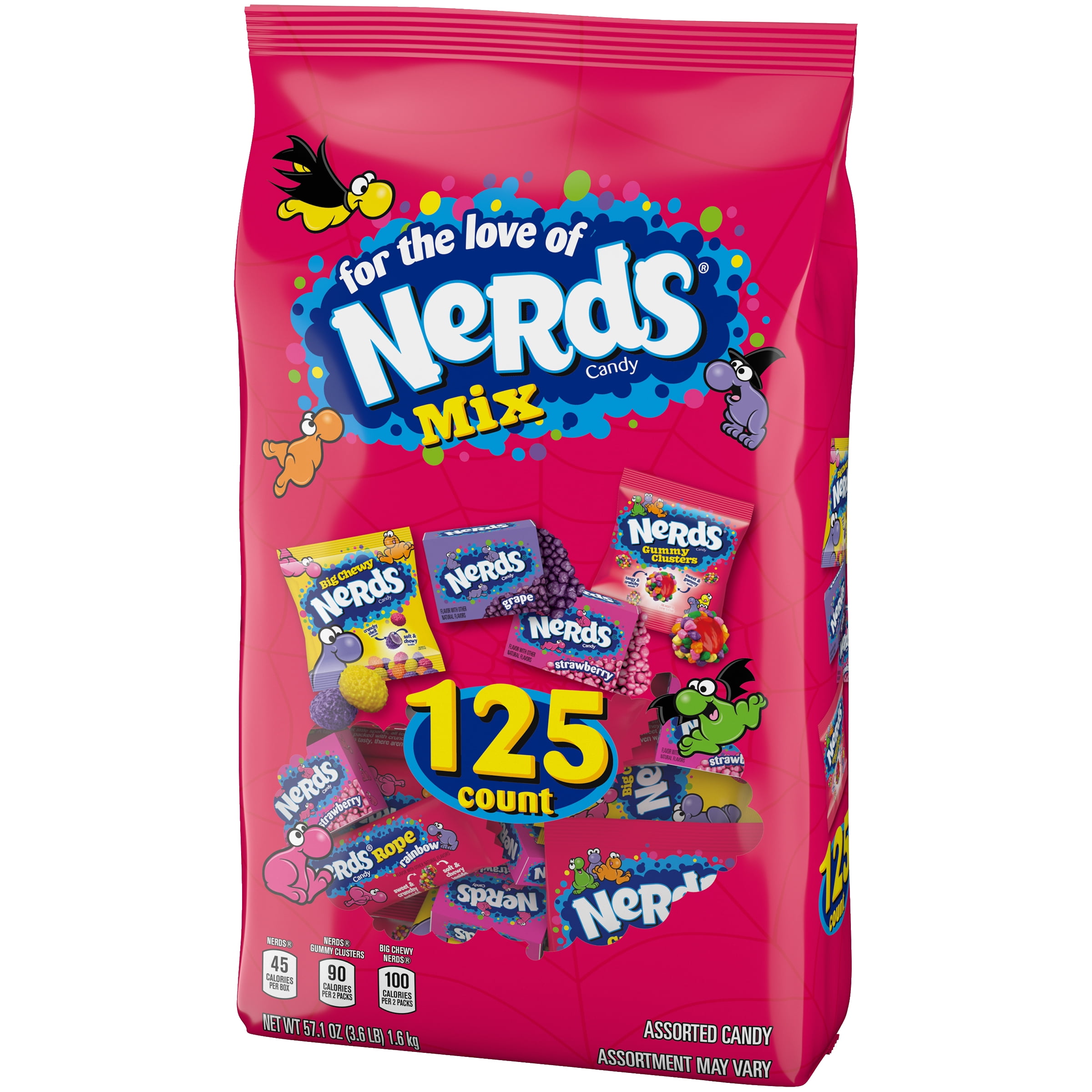 Nerds Halloween Candy Mixed Bag, Gummy Clusters, Original and Big Chewy  125ct