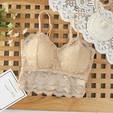 

CHGBMOK Sports Bras for Women Plus Size Women Underwear Solid Non Removable Padded Lace Beauty Back Strap Wrap Hollow Out Bra Underwear