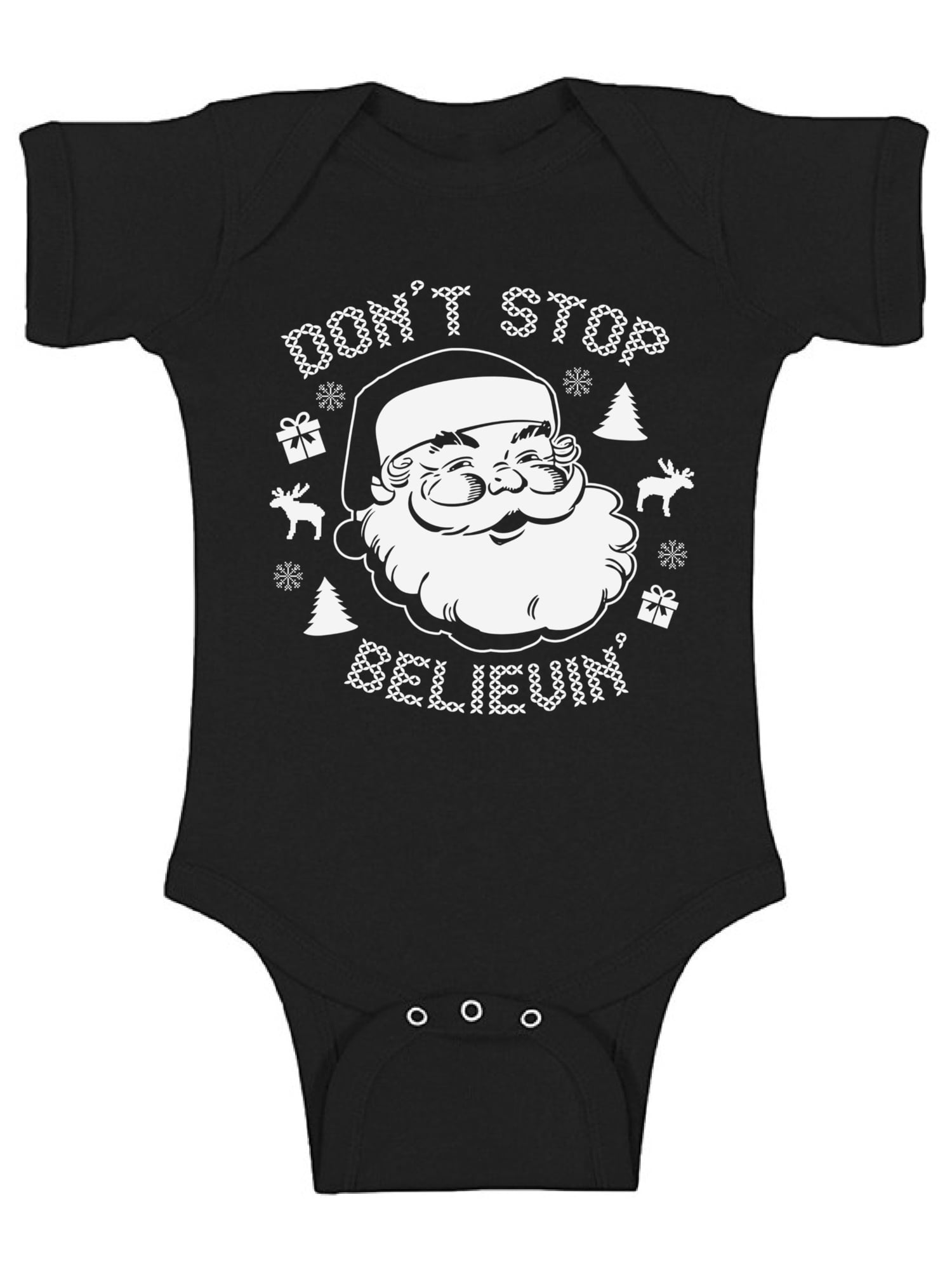 Awkward Styles Don't Stop Believin' Santa Christmas Baby Outfit Newborn