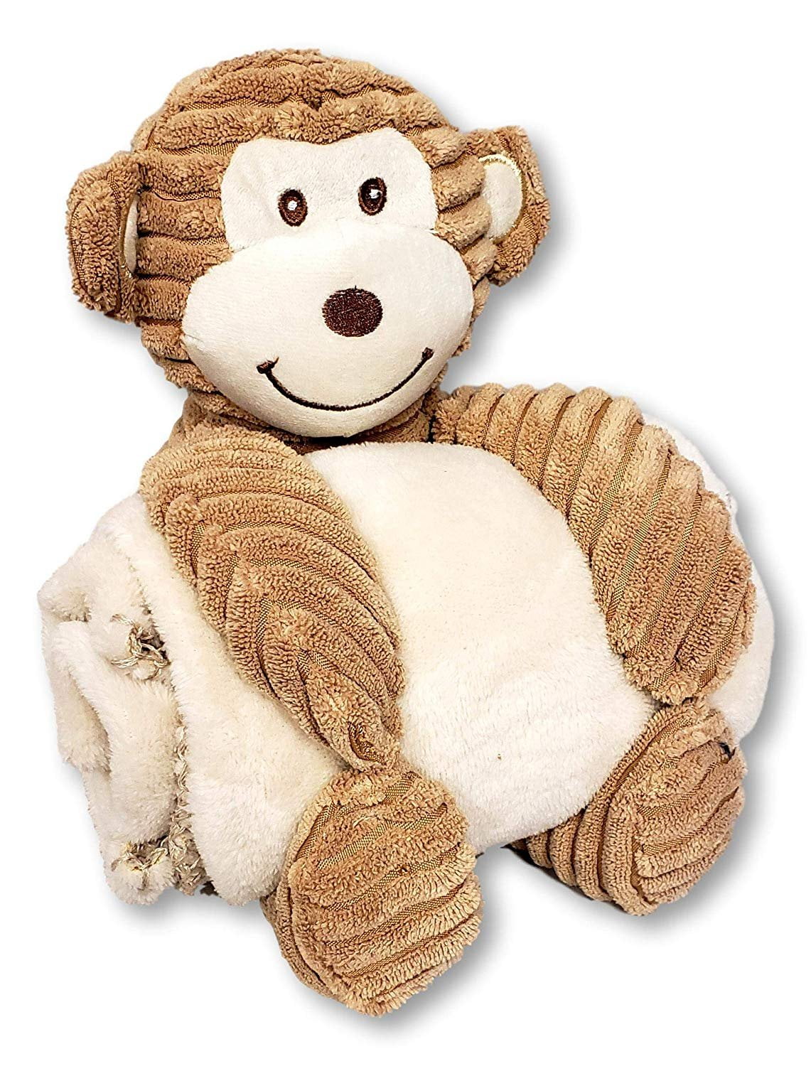 Baby Blanket Set with Ribbed Stuffed Animal Plush Toy Baby, Newborn