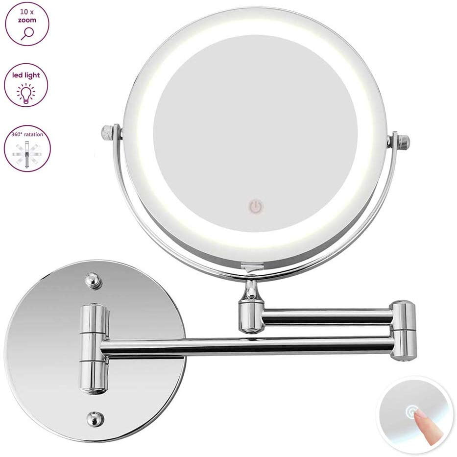 Fordawn 10X Magnifying Makeup Mirror With Lights, LED Lighted Portable Hand Cosmetic