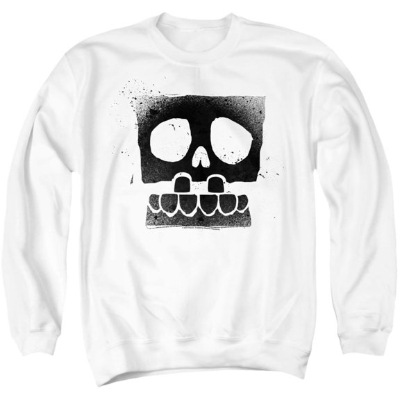 SpongeBob SquarePants SpongeBob Skull Spray Unisex Adult Crewneck Sweatshirt, White, 3X-Large