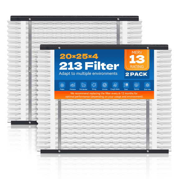 2-Pack Filter Replacement for AprilAire 213 Whole House Air Purifiers - MERV 13 - Compatible with Aprilaire Models 1210, 1620, 2210, 2216, 3210, and 4200 - Size: 20x25x4