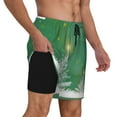 thumbnail image 2 of Kdxio Christmas Green Print Men'S Swim Trunks With Compression Liner 7 Inch Inseam Quick Dry Swim Shorts, 2 of 7