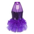 thumbnail image 2 of YiZYiF Kids Girls Sequins Mesh Ruffles Ballet Leotard Jazz Latin Dancewear Costume Purple 12, 2 of 7