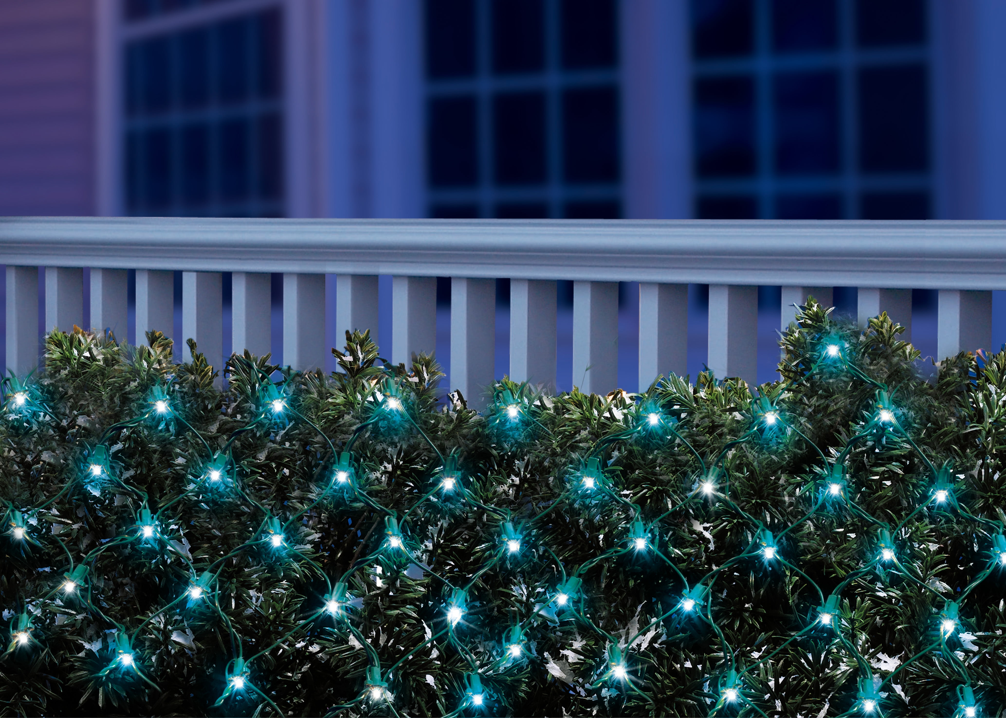 Holiday Time LED Net Light Set Green Wire Blue Bulbs, 150 Count Net Christmas Lights