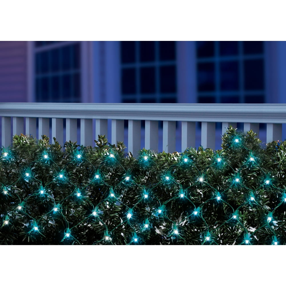 Holiday Time LED Net Light Set Green Wire Blue Bulbs, 150 Count