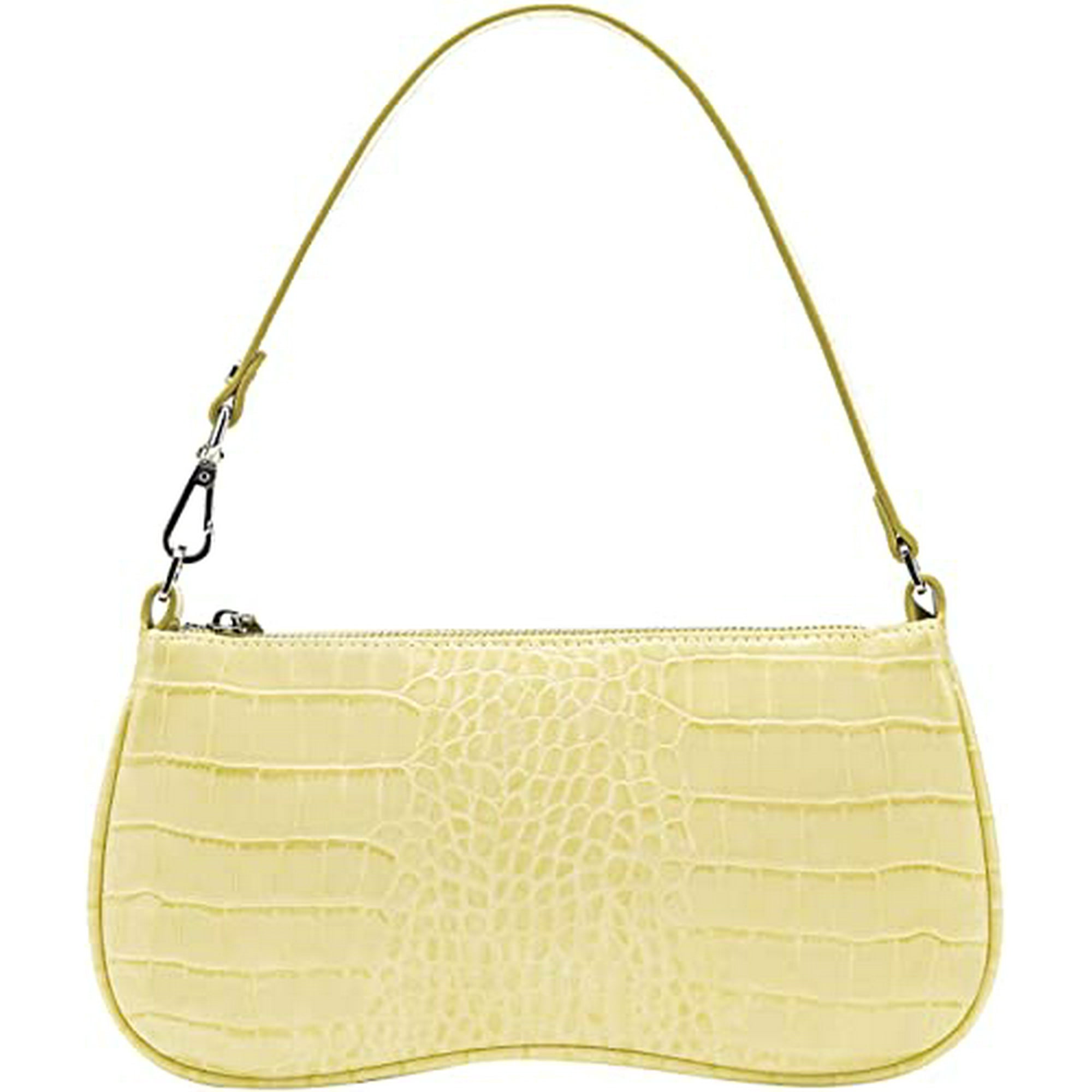 90s Shoulder Bag for Women Vegan Leather Purse Classic Clutch Handbag Light Yellow Walmart