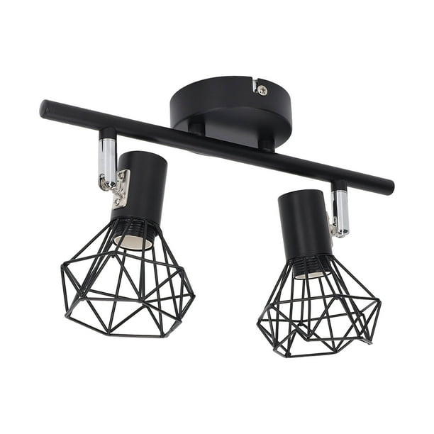 Lámpara De Riel De Techo, Kit De Iluminación De Seguimiento Vintage De 2 Cabezales, Arte Del Hierro Negro Mate 85-265 V Para Cocina