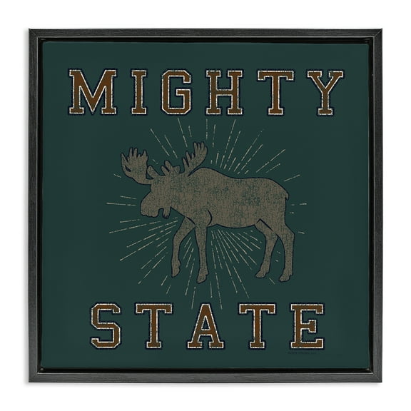 Stupell Industries Mighty Moose State Animals Painting Black Floater Framed Canvas Art Print Wall Art, 18 x 18