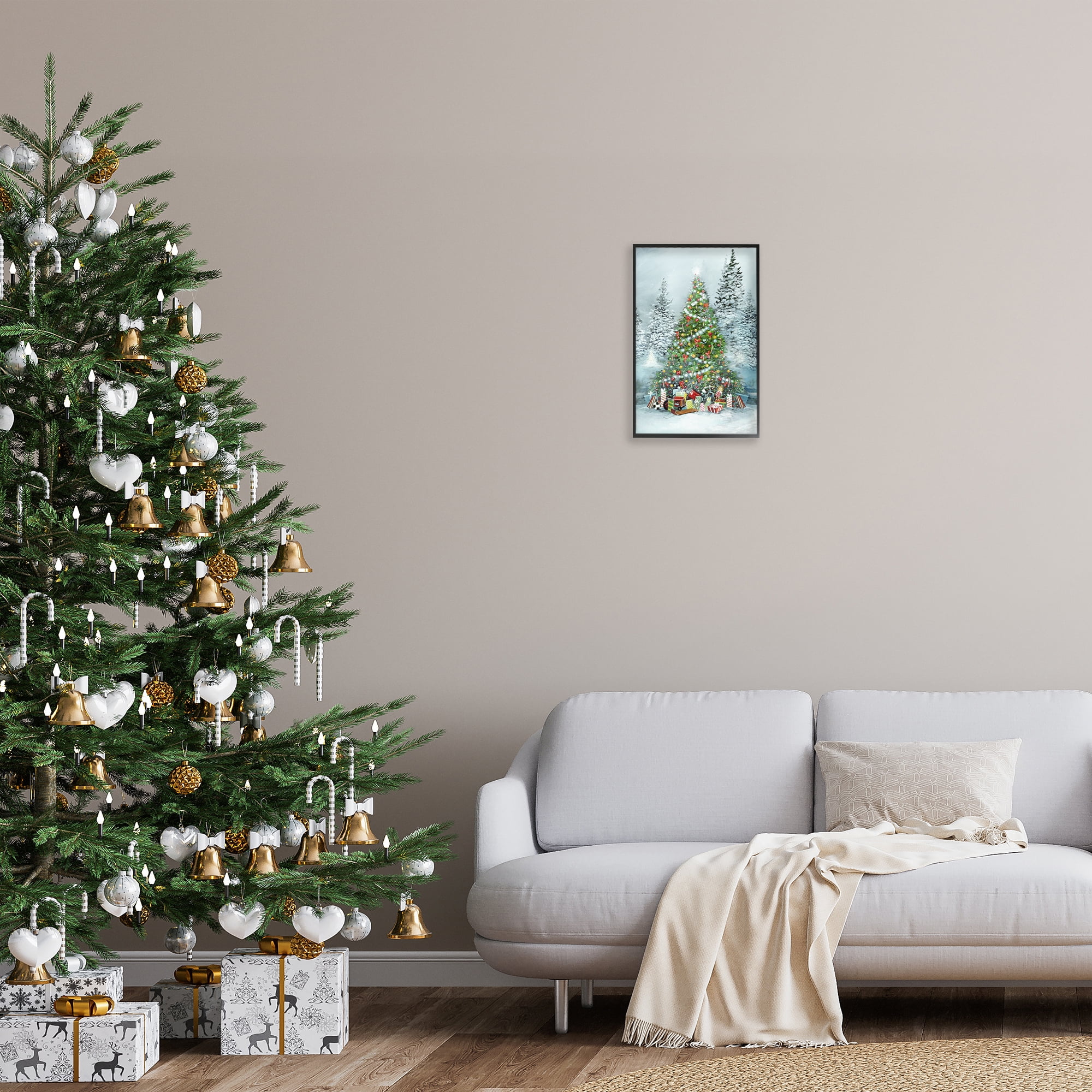 Stupell Industries Mistletoe Kisses Phrase Holiday Painting Black Framed Art Prints Wall Art, 12 x 18