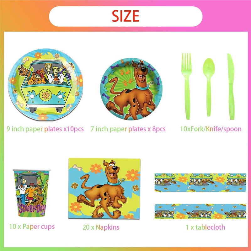 Scooby doo Party Tableware Set Plates Cup Kit Birthday Supplies Decorations Disposable Dinnerware