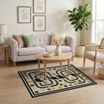 thumbnail image 3 of ODIKA Print Bordered Feline Motif Symmetrical Track Whimsical Round Flowing Dynamic for Dorm Room, Small Living Apartment, Stain Resistant Low Profile, 3 of 7