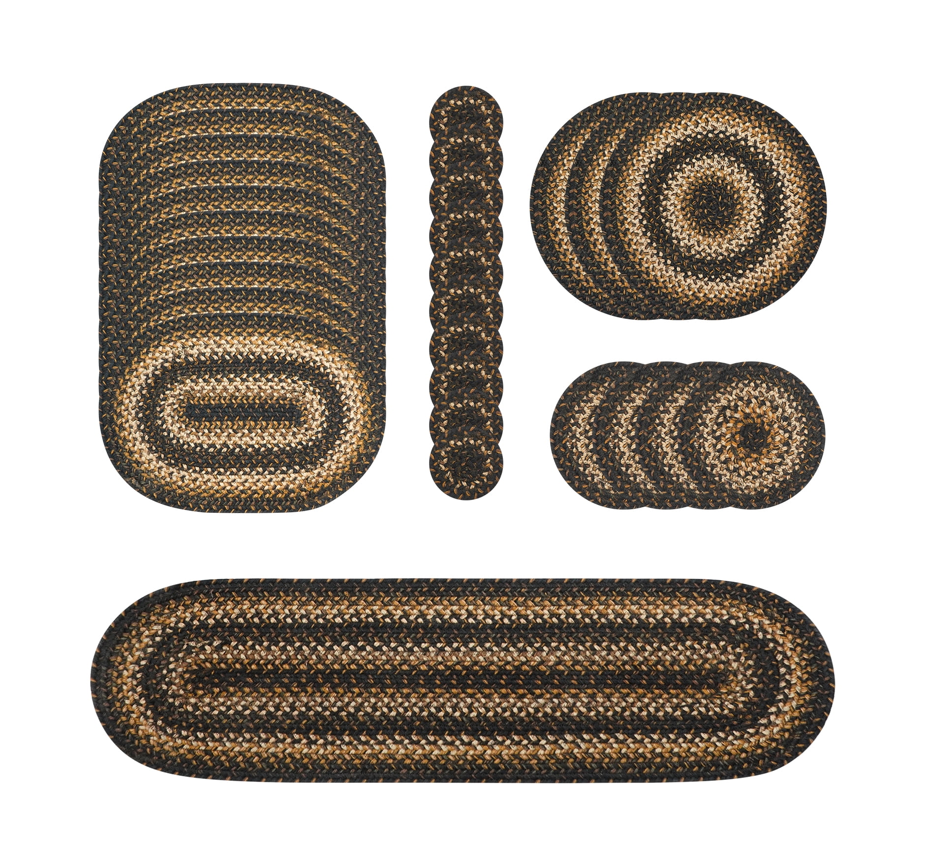 Homespice Kilimanjaro Black Jute Braided Table Accessories ( Pack Of 28