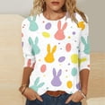 thumbnail image 1 of TaTaai Women's Easter Printed T Shirt 3/4 Sleeve Round Neck Casual Loose Fit Top Fashion Holiday Pullover Soft Comfortable for Spring Summer Daily Party Wear Gift, 1 of 5