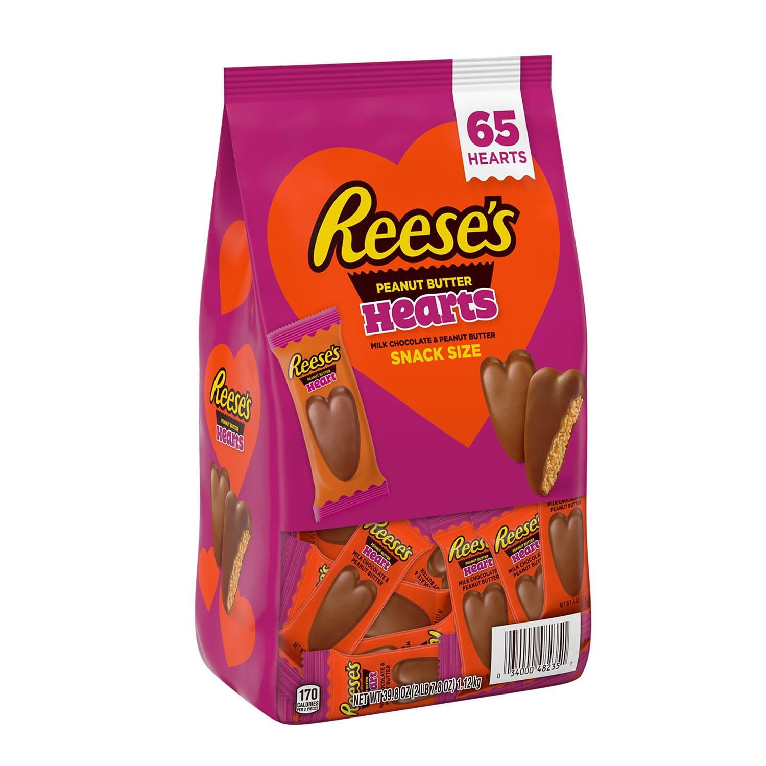Reese's Milk Chocolate Peanut Butter Valentine's Hearts Candy, (39.8 Oz