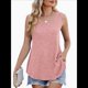 thumbnail image 3 of Camisetas Sin Mangas para Mujer, Túnicas Básicas de Verano, Ropa Suave, Conjuntos Casuales de Moda 2025. Rosa L, 3 of 10