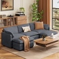 thumbnail image 4 of 3-Seater Modular Cloud Sofa Bed with Removable Ottoman & 2 Pillows - Double Seat Cushions, Pet-Friendly Fabric for Living Room, Bedroom & Apartment, Beige, 4 of 5