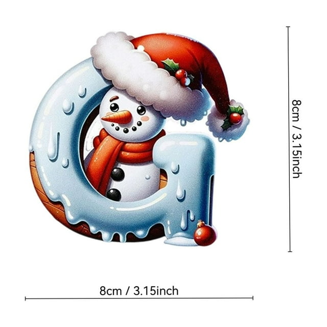 Acrylic 2D Christmas Snowman Letter Ornament | Personalized Holiday Tree Pendant with Custom Name | Durable Clear Acrylic with 3 Ribbon Styles | Festive Decoration for Kids Gifts Wreaths