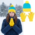 thumbnail image 2 of Ywmsfl Stylish Contrast Color Hat And Gloves Set Soft Knitted Headwear Winter Accessories For Men Women Christmas Par, 2 of 15