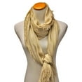 thumbnail image 3 of Beige Semi Sheer Viscose Extra Long Scarf Shawl, 3 of 6