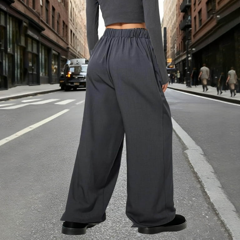 Womens Wide Leg Baggy Sweatpants with Pockets High Waisted Dress Work Pant  Fashion Casual Solid Color Sweat Pants (M, Black) - Walmart.com