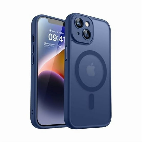 ccwmincc Magnetic for iPhone 14 Case, Upgraded [Full Camera Protection] [Compatible with Magsafe] [Translucent Matte] Shockproof Protective Phone Case for iPhone 14 6.1" - Deep Blue