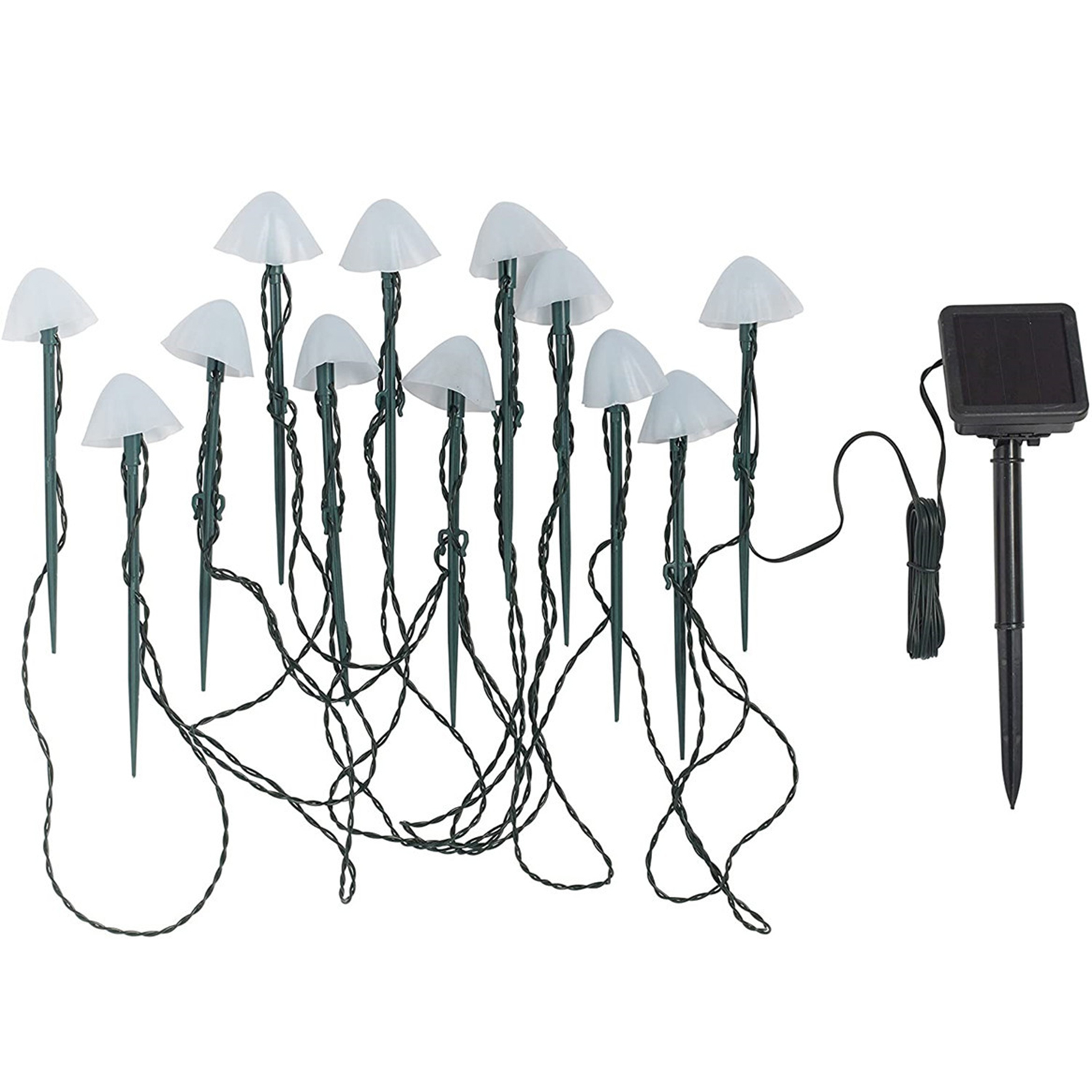 12 LED Yard Party Solar Powered Patio Mushroom Fairy String Light