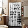 thumbnail image 3 of Plaid Christmas Tree Bathroom Shower Curtain It's The Most Wonderful Time of The Year Waterproof Washable Shower Curtains for Bathtub Bath Decor with Grommets and Hook 54 X 78 Inch, 3 of 8
